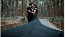 Load image into Gallery viewer, G200 (12), Black Slit Cut Long Trail Prewedding Shoot Gown, Size  (All)