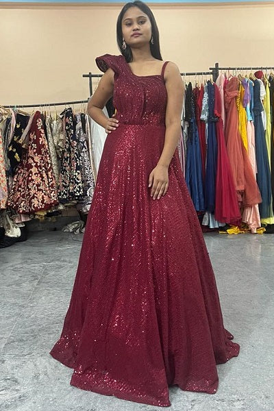 Buy Red Stylish Designer Party Wear Gown  Gowns