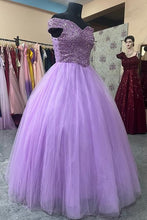 Load image into Gallery viewer, G935, Lavender Off Shoulder Ball Gown, Size (XS-30 to L-38)