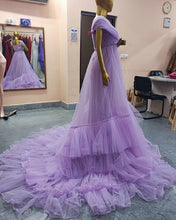 Load image into Gallery viewer, G77(7),  Lavender Frilled Prewedding  Shoot  Trail Gown, Size (All)