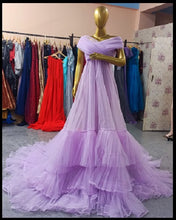 Load image into Gallery viewer, G77(7),  Lavender Frilled Prewedding  Shoot  Trail Gown, Size (All)