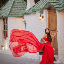 Load image into Gallery viewer, G575 (3) , Red One Shoulder Prewedding Shoot Long Trail Gown, (All Sizes)