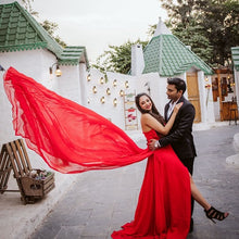 Load image into Gallery viewer, G575(3) , Red One Shoulder Prewedding Shoot Long Trail Gown, (All Sizes)