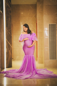 G7082 ,Pink Maternity Shoot Baby Shower Trail Gown, Size (All)