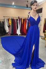 Load image into Gallery viewer, G338, Royal Blue Slit Cut Long Trail Prewedding Shoot Gown Size(All)