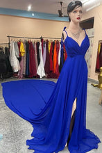 Load image into Gallery viewer, G338 (3), Royal Blue Slit Cut Long Trail Maternity  Shoot Gown Size(All)