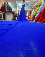 Load image into Gallery viewer, G338, Royal Blue Slit Cut Long Trail Maternity  Shoot Gown Size(All)