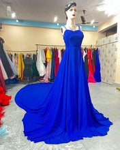 Load image into Gallery viewer, G324, Royal Blue Tube Top Slit Cut Maternity Long Trail Gown, Size (All)pp