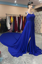 Load image into Gallery viewer, G324, Royal Blue Tube Top Slit Cut Prewedding Long Trail Gown, Size (All)pp