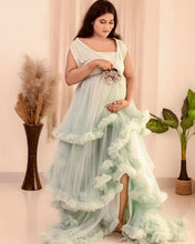 Load image into Gallery viewer, G4048, Light Green Ruffled Maternity Shoot Trail Gown (SIZE ALL)pp