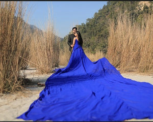 G338, Royal Blue Slit Cut Long Trail Prewedding Shoot Gown Size(All)