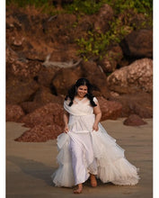Load image into Gallery viewer, W55, White Ruffled Pre Wedding Shoot Gown, Size (All)