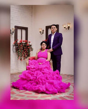 Load image into Gallery viewer, G323, Hot Pink Puffy Cloud Maternity Shoot Trail Gown, (All Sizes)