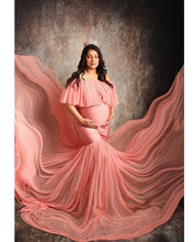 Load image into Gallery viewer, G508 (3), Peach Maternity Shoot Baby Shower Trail Gown, Size (ALL)