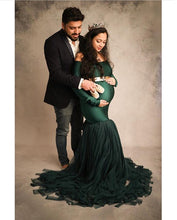 Load image into Gallery viewer, G821, Bottle Green Fish Cut Maternity Shoot Baby Shower Gown, Size (All)pp