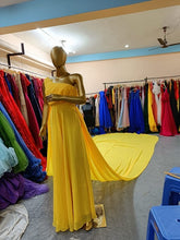 Load image into Gallery viewer, G75 , Yellow One Shoulder Prewedding Shoot Long Trail Gown, (All Sizes)