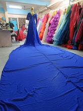 Load image into Gallery viewer, G500, Royal Blue Round Neck Prewedding Long Trail Gown, Size(All)