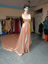 Load image into Gallery viewer, G224,Peach Satin Long Trail Prewedding Shoot Gown, Size(All)