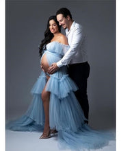 Load image into Gallery viewer, G2007, Light Blue Frilled Maternity Shoot Gown With Inner, Size (All) pp