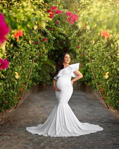 W909, White One Shoulder  Maternity Shoot Baby Shower Trail Gown, Size(All)pp