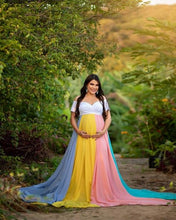 Load image into Gallery viewer, G2053, White Multi Colour Maternity Shoot Trail Gown, Size (All)pp