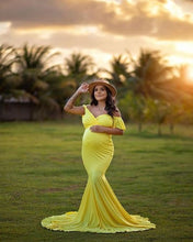 Load image into Gallery viewer, G547, Yellow Body Fit Maternity Shoot  Gown, Size (ALL)pp
