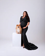 Load image into Gallery viewer, G1003, Black Slit Cut Maternity Shoot Trail Gown, Size (ALL)