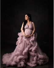 Load image into Gallery viewer, G2054, Dusty Peach Luxury Ruffled Maternity Shoot Trail Gown, Size (All)pp