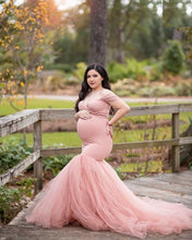Load image into Gallery viewer, G521,Peach Fish Cut Maternity Shoot Trail Gown, Size (ALL)pp