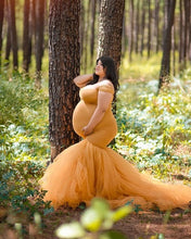 Load image into Gallery viewer, G1021, Mustard Yellow Fish Cut Maternity Shoot Trail Gown, Size (ALL)pp