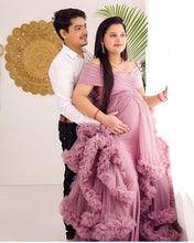 Load image into Gallery viewer, G1041 (2), Onion Peach Ruffled Maternity Shoot Trail Gown, Size(All)