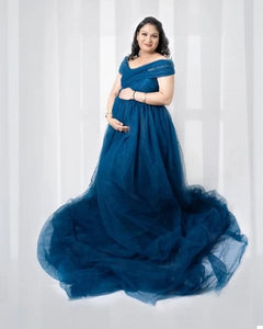 G1022, Navy Blue Maternity Shoot Trail Gown, Size(All)pp