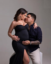 Load image into Gallery viewer, G1004, Black Slit Cut TubeTop Maternity Shoot Trail Gown, Size (ALL)pp