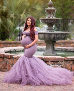 G831, Lilac Fish Cut Maternity Shoot Trail Gown, Size (ALL)pp