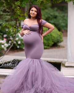 G831, Lilac Fish Cut Maternity Shoot Trail Gown, Size (ALL)pp