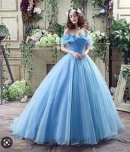 Load image into Gallery viewer, G538, Luxury Sky Blue Cindrella Princess Big Ball Gown, Size (XS-30 to L-38)pp