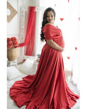 Load image into Gallery viewer, G945,Wine Satin Maternity Shoot Trail Gown, Size (All)pp