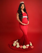 Load image into Gallery viewer, G67,Red Wine Maternity Shoot Trail Lycra Body Fit Gown, Size (All)pp