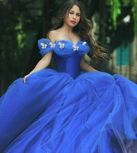 G638, Luxury Royal Blue Cindrella Princess Big Ball Gown, Size(All)pp