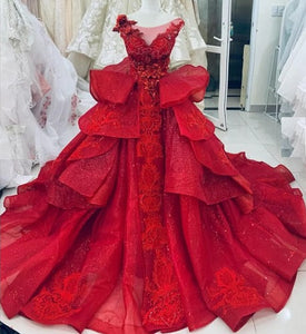 G120, Wine Red Embroidery Princess Big ball Gown (SIZE ALL)pp