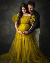 Load image into Gallery viewer, G1080, Kiwi Green Frill Maternity Shoot Trail Gown, Size (All)pp