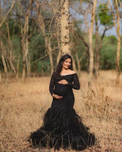 Load image into Gallery viewer, G331, Black Fish Cut Maternity Shoot Baby Shower Gown, Size (All)pp