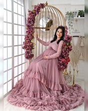 Load image into Gallery viewer, G1045, Peach Ruffled Maternity Shoot Trail Gown, Size (ALL)pp