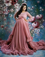 Load image into Gallery viewer, G1045, Peach Ruffled Maternity Shoot Trail Gown, Size (ALL)pp