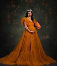 Load image into Gallery viewer, G354, Burnt Orange Frill Maternity Shoot Trail Gown, Size (ALL)pp