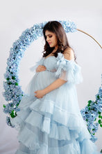 Load image into Gallery viewer, G466, Blue Frilled Maternity Shoot Gown With Inner, Size (All)