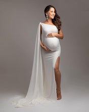 Load image into Gallery viewer, W2012, White One Shoulder Body Fit Maternity Shoot Trail Gown Size (All)pp