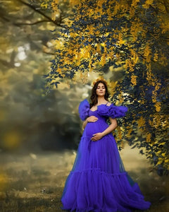 G1044, Royal Blue Frilled Maternity Shoot Trail Gown (All Sizes)pp
