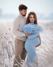Load image into Gallery viewer, G1046, Ice Blue Body fit Ruffled Maternity Shoot Gown, Size (ALL)pp