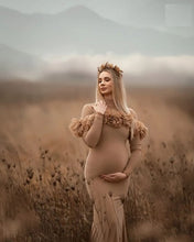 Load image into Gallery viewer, G1048, Saddle Brown Body Fit Maternity Shoot Trail Gown, Size (ALL)pp